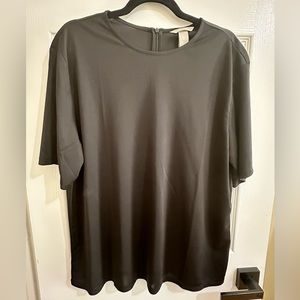 H&M black silky top-zipper in back- NWOT